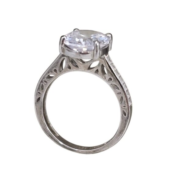 Vintage Signed DK Sterling Silver Cubic Zirconia Engagement Ring Size 8 - Picture 3 of 4